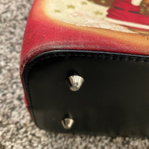 RED Bucket SANTA CLAUS (Father Christmas) BUCKET PURSE * Sequins & Bugle Beads - Picture 6 of 9